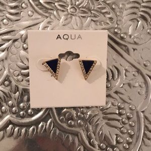 Aqua triangle stud earrings